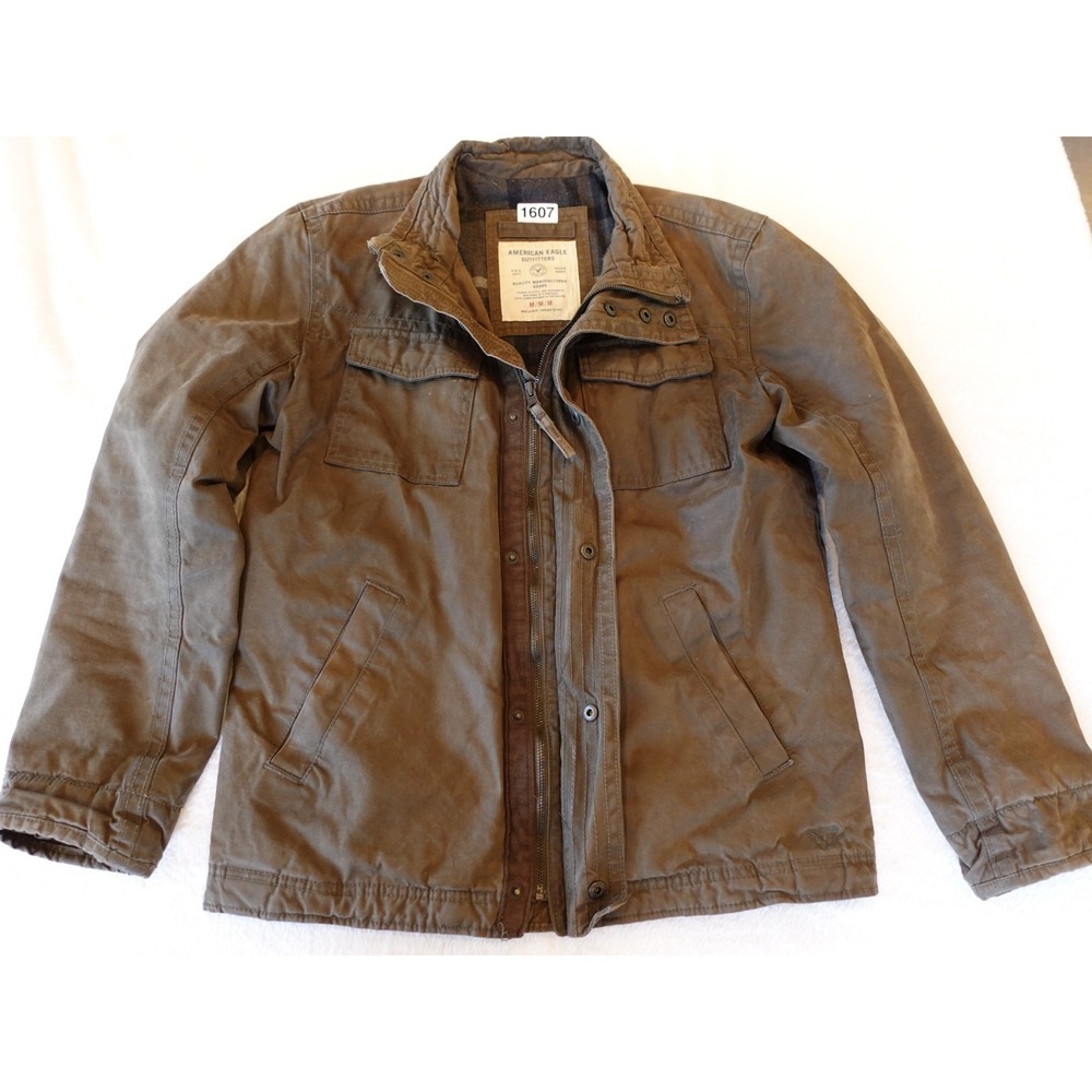 VTG Chore Barn Workwear Flannel Lined Canvas Jacket Mens M Coat American Eagle